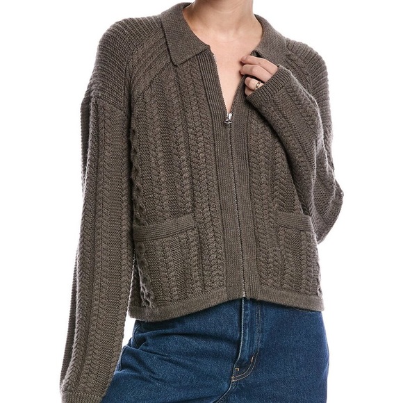 rag & bone Sweaters - Rag & Bone Merino Wool Kerry Cardigan Zip-Front Cable Knit Sweater Jacket